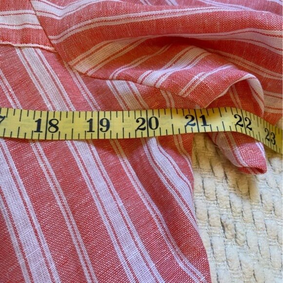 Terra & Sky Women's Square Neck Linen Blend Tunic Top In Coral & White Size 0X - Picture 4 of 6